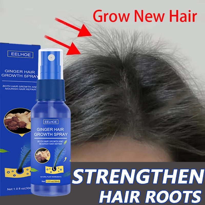 Ginger Hair Growth Serum Spray - Moisturizing Scalp Care and Nourishing Hair Treatment for Men and Women