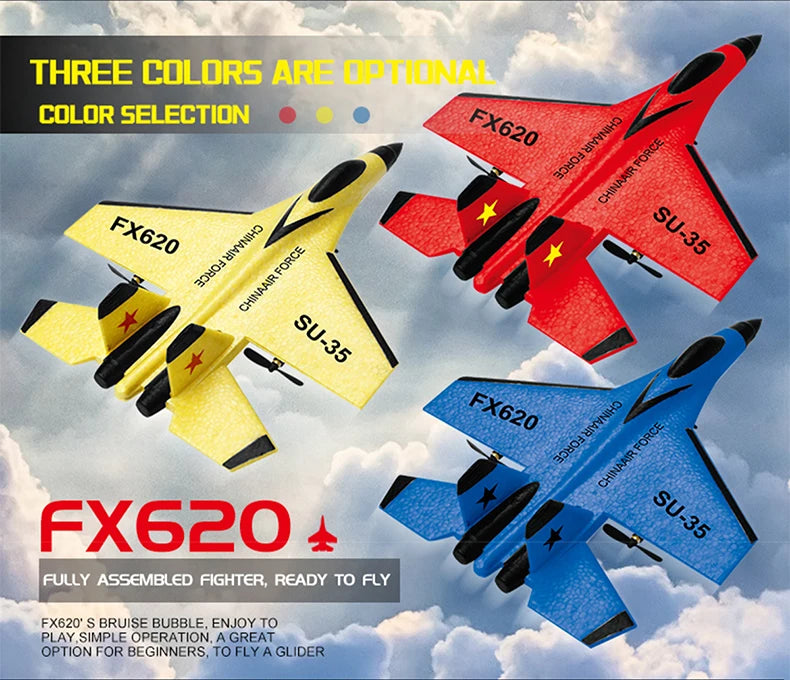 RC SU-35 Foam Fighter Jet – 2.4G Remote Control Glider Airplane Toy for Kids & Boys