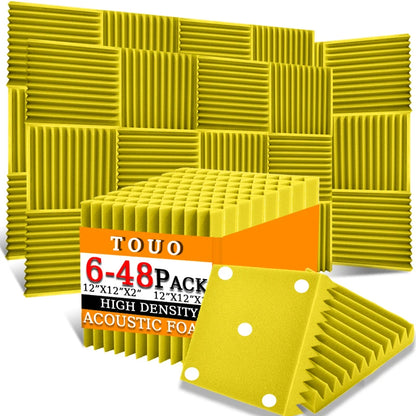 TOUO Acoustic Foam Panels - Sound Absorbing Wall Tiles for Studio Recording, Home Theater & Noise Reduction Treatment