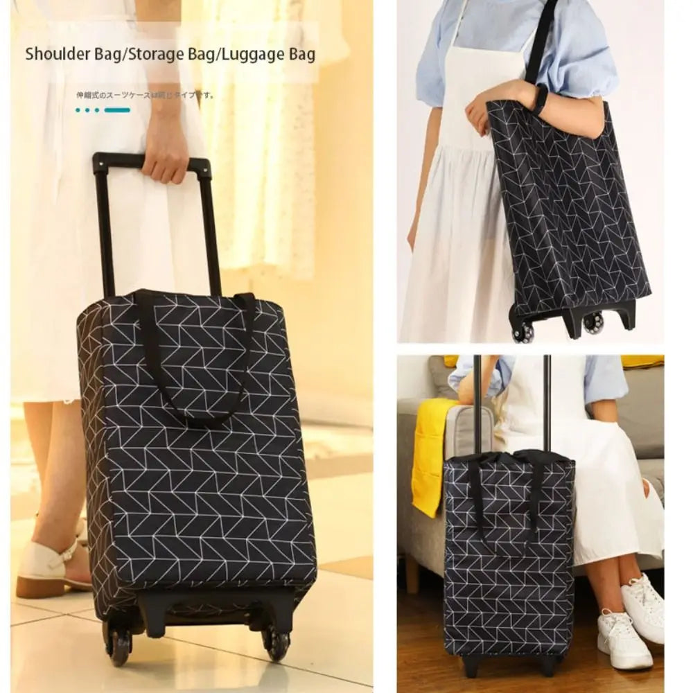 Collapsible Shopping Trolley Bag — Reusable Foldable Grocery Cart with Wheels