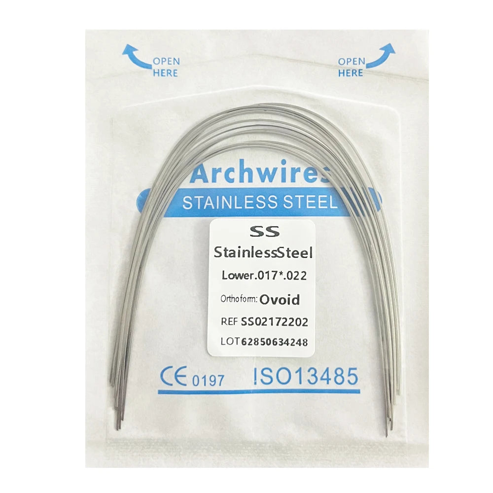 10PCS Dental Orthodontic Arch Wire Set - Stainless Steel Round & Rectangular Dentist Ovoid Form Material