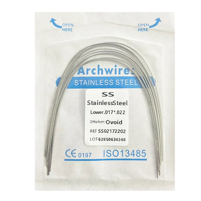 10PCS Dental Orthodontic Arch Wire Set - Stainless Steel Round & Rectangular Dentist Ovoid Form Material