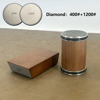 Rolling Knife Sharpener & Magnetic Holder – Diamond Sharpening Stone Kit with 15° and 20° Angle Rollers for Kitchen