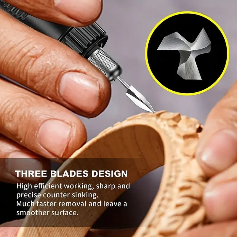 5PCS Wood Carving Drill Bits Set – 1/8" Shank Rotary Engraving & Grinding Tools for Woodworking Crafts & Detailing