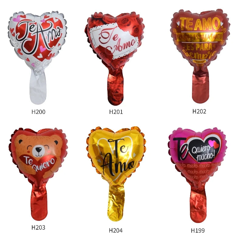 50PCS Spanish “Te Amo” Heart Foil Balloons Set – 6in Love Theme & 18in Heart Balloons for Wedding, Valentine’s Day Party Decorations