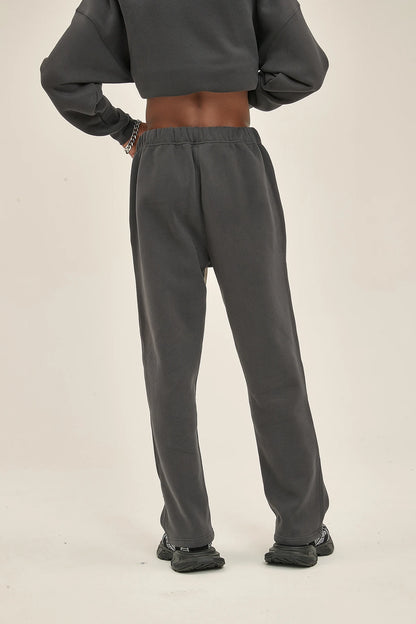 Straight-Lined Solid Color Cashmere Sweatpants – Soft Cozy Lounge Pants
