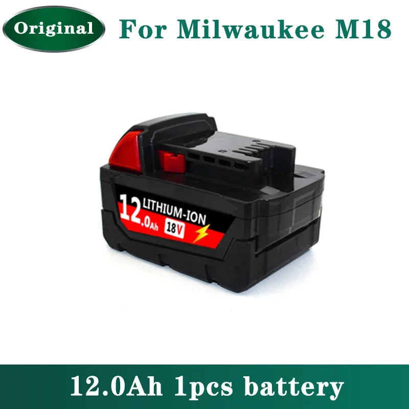 Original Milwaukee M18 18V 12000mAh Power Tool Battery – Includes Charger, BR, XC, M18B5, 48-11-1860, Built-in 21700 Battery