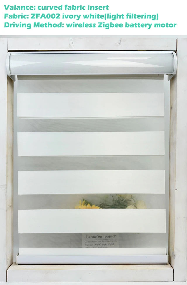 Decopedia Custom Made Zebra Blinds – Motorized Roller Blackout Day & Night Window Blinds for Sliding Doors