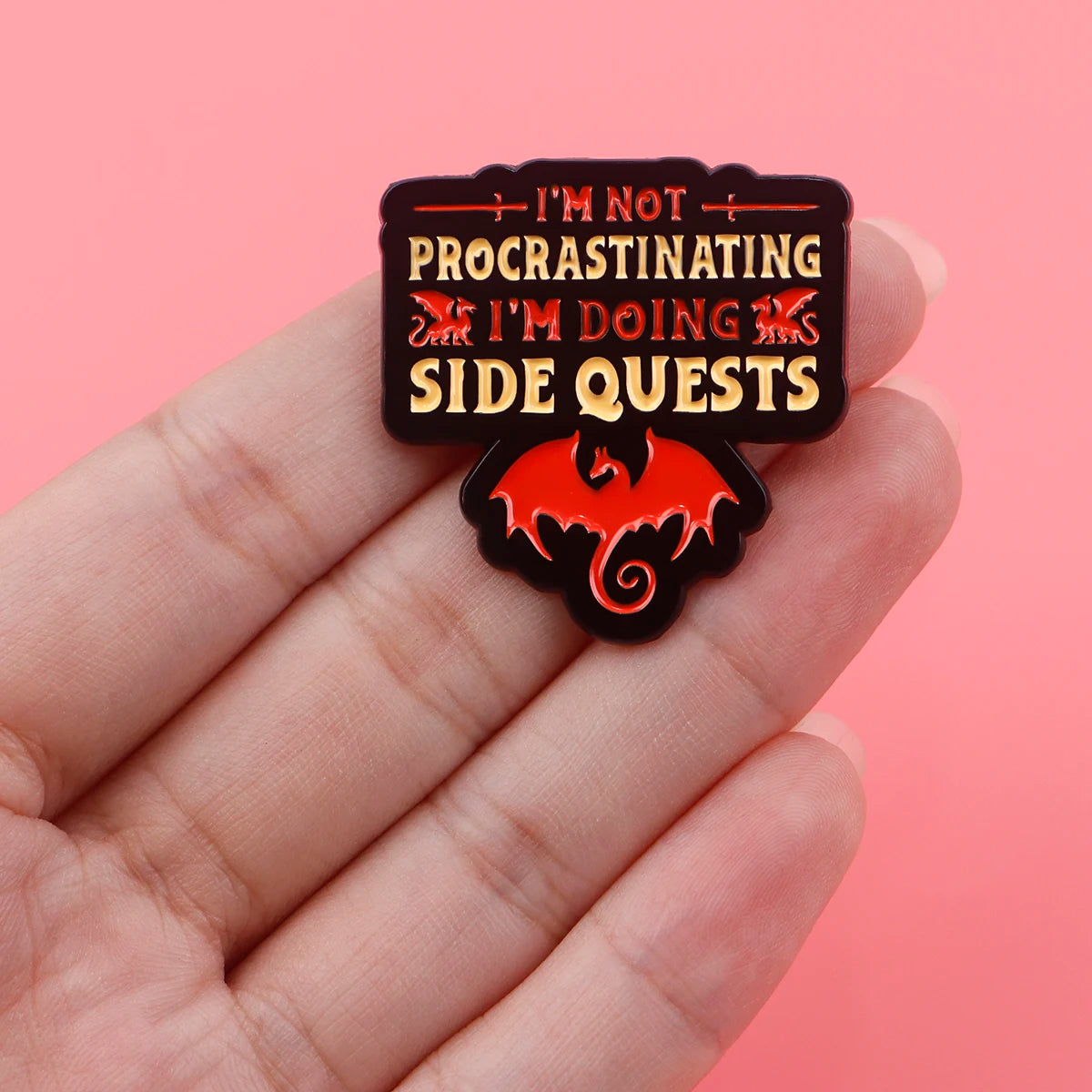 Game Quotes Enamel Pin - Side Quest Lapel Brooch Badge for Backpack Clothing Fashion Jewelry Gift Accessories