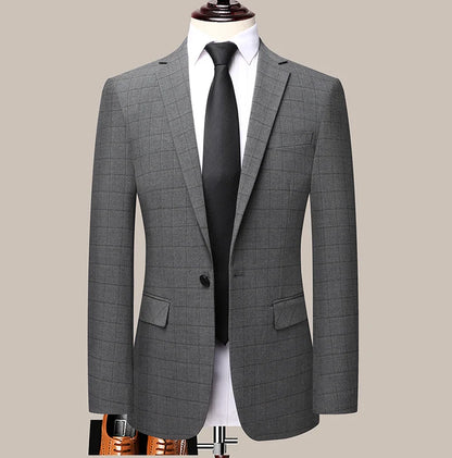 2023 Men’s Two-Button Wedding Suit — Korean Slim Fit Fashion Business Formal Two-Piece Set (Blazer + Trousers)