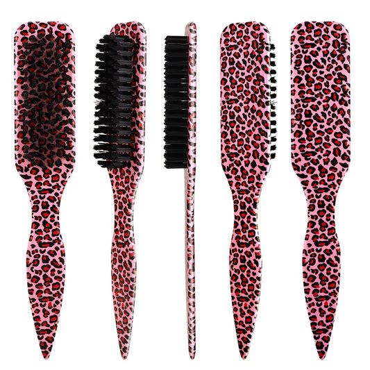 4Pc Boar Bristle Hair Brush Set - Slick Back Styling Tools for Ponytails, Buns, Baby Hair and Flyaway Control