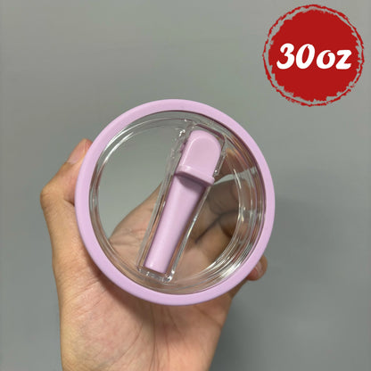 30oz/40oz Tumbler Flip Straw Lid Replacement – Spill-Proof Reusable Cover for Quencher Cups