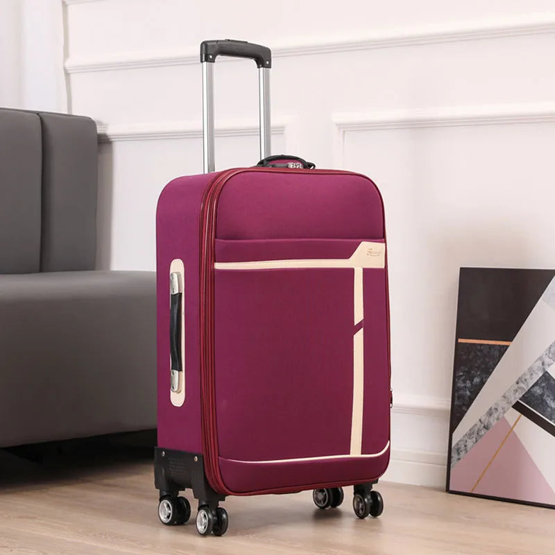 Ex Canvas Travel Suitcase – Trendy Fashionable Rolling Luggage with Combination Lock & 360° All-Direction Wheels for Business Travel