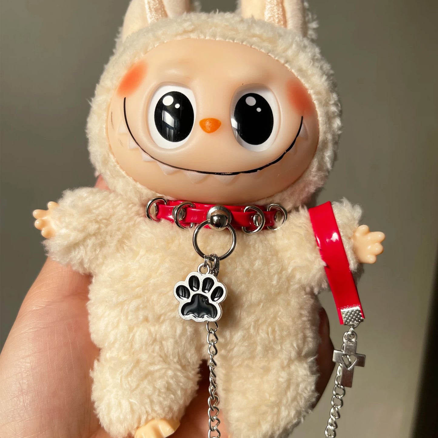 17cm Labubu Doll Necklace Choker – Leadrope Accessory for 6.5-inch Cotton Dolls