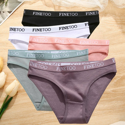 5-Pack Women’s Cotton Panties – Sexy Comfort Briefs with Letter Print & Waistband (M-XXL)