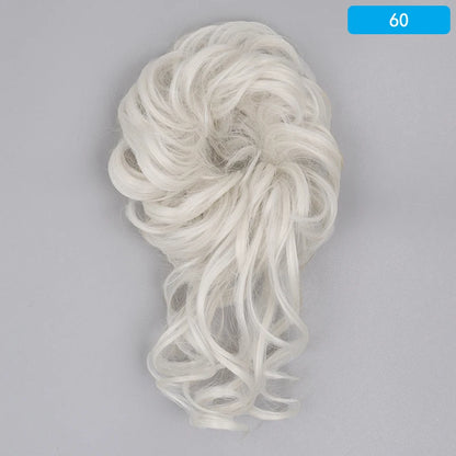 AZQUEEN Messy Bun Hair Extension – Synthetic Curly Wave Chignon Scrunchie, Elastic Band Updo Hairpiece for Women