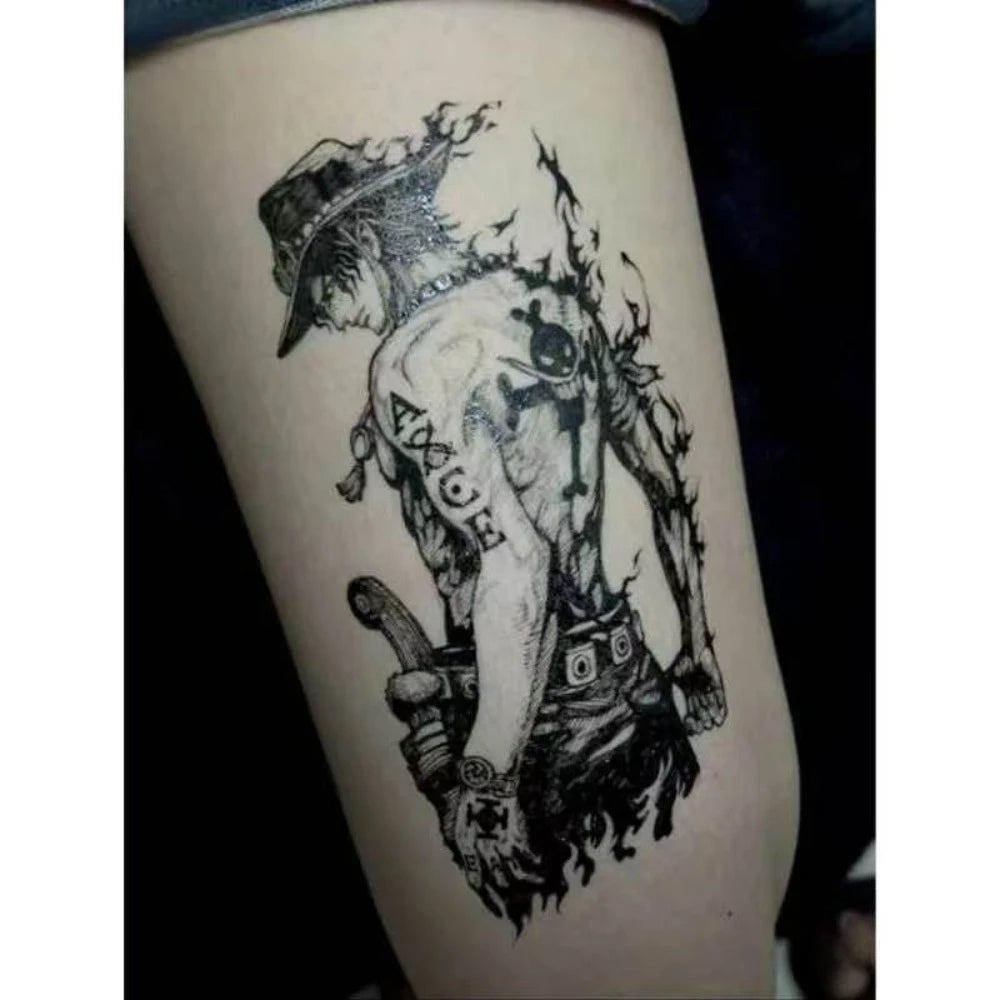 One Piece Luffy Colored Tattoo Patch - Durable Waterproof Anime Temporary Tattoo