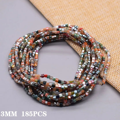 Pink Czech Glass Crystal Beads - 3mm 4mm 5mm Cube Square Candy Seed Beads for DIY Jewelry Making Charms