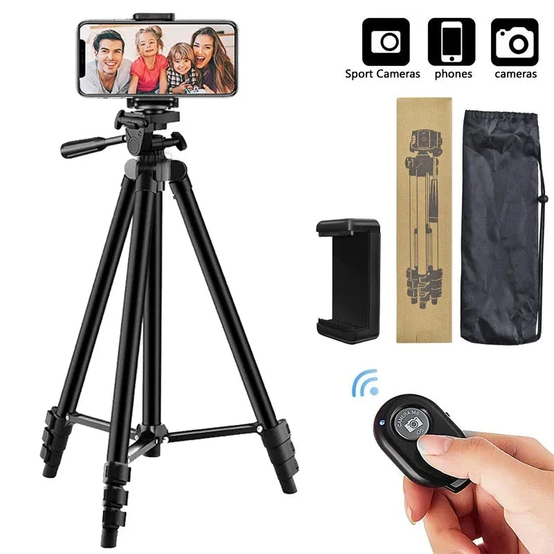 Phone Camera Tripod Stand – Lightweight with Bluetooth Remote, Universal Phone Holder for Photography, Compatible with Xiaomi, Huawei, DSLR
