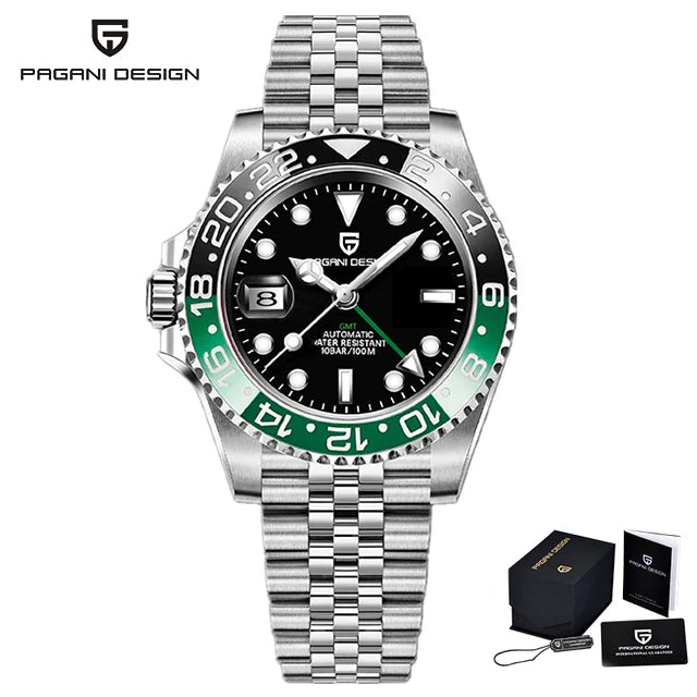PAGANI DESIGN V3 GMT Men’s Luxury 40mm Automatic Mechanical Watch – Sapphire Crystal Stainless Steel Waterproof