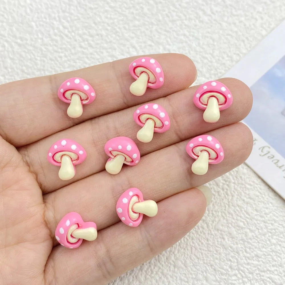 Cute Resin Mushroom Charms - 30PCS Flat Back DIY Jewelry, Nail Art & Hair Accessories