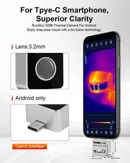 VICTOR 256×192 Android Thermal Imager - 25Hz Type-C Thermal Camera with -15°C to 600°C Range for Electrical & HVAC Inspection