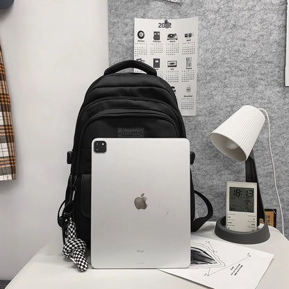 2023 Simple Solid Color Student Bag - Large Capacity Canvas Schoolbag for Youth, Fashionable Travel Backpack