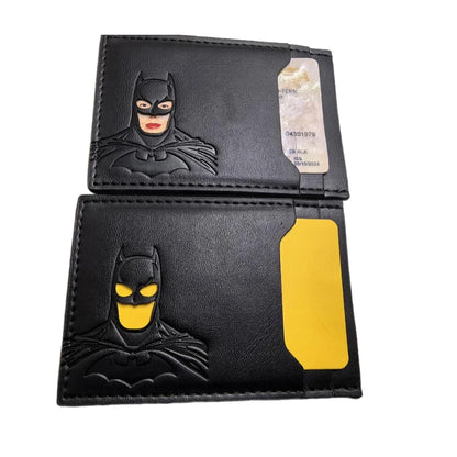 Leather Bat Wallet — Personalized Superhero Mask Card Holder, Bat ID Heroic Wallet Gift