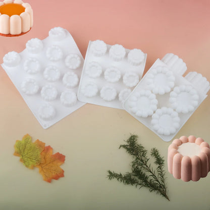 6 or 12 Cell Wavy Lace Cylindrical Silicone Cake Mold — Mousse & Dessert Baking Tool for Party Pastry