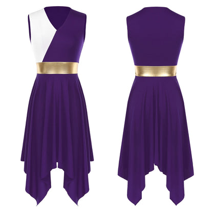 Women's Praise Dance Dress - Modern Liturgical Church Choir Costume with Irregular Hem for Ballet & Contemporary Dance