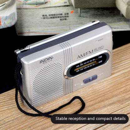 BC-R2 Portable Retro Radio — Mini Dual-Band AM/FM Music Player with Telescopic Antenna, Stereo Speaker for Outdoor Use
