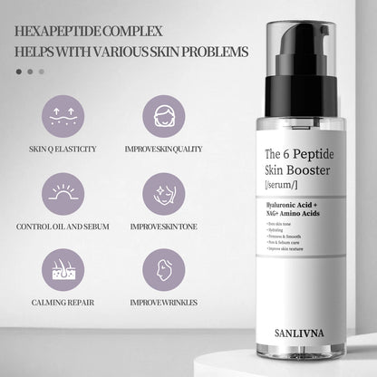 6 Peptide Essence Facial Skin Care Set — Collagen Anti-Aging, Brightening, Moisturizing & Nourishing Treatment