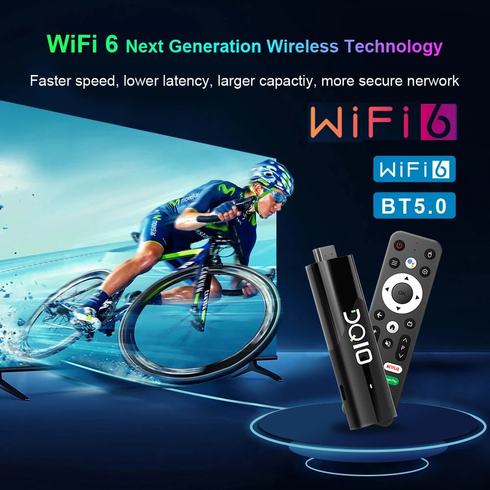 LEMFO DQ10 ATV Mini TV Stick – Android 13, 8K & 4K Support, WiFi 6, Allwinner H618 Quad-Core, Voice Remote Smart TV Box