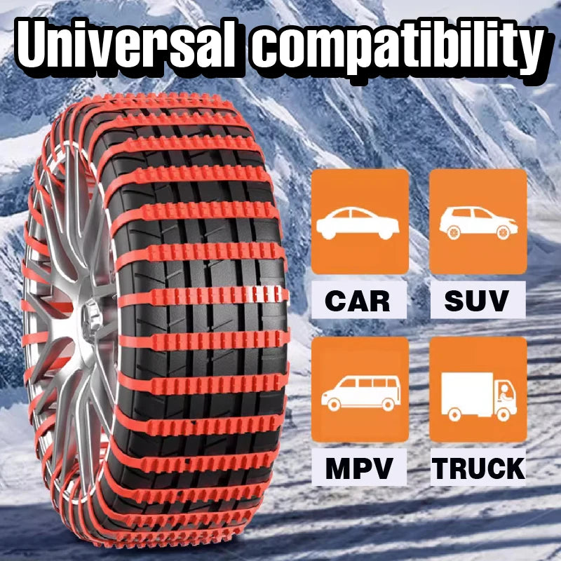AIVC Anti-Skid Snow Chains - Universal Emergency Lockout Artifact for Car and Motorcycle Wheels, Suitable for Winter and Rough Terrain