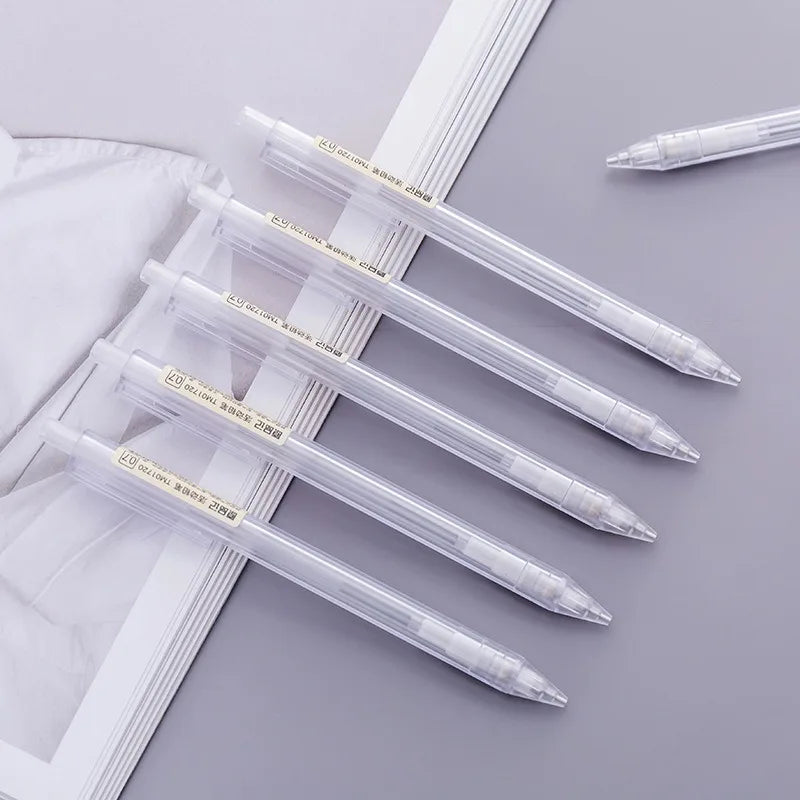 5-Piece White Mechanical Pencil Set - 0.5mm and 0.7mm Automatic Pencils for School and Office Supplies
