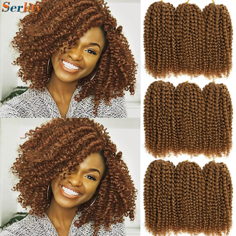 Kinky Curly Crochet Hair Extensions 8–12 Inch – Marlybob Jerry Curl Synthetic Afro Curly Hair, Short Passion Twist Braiding Crochet Hair for Women