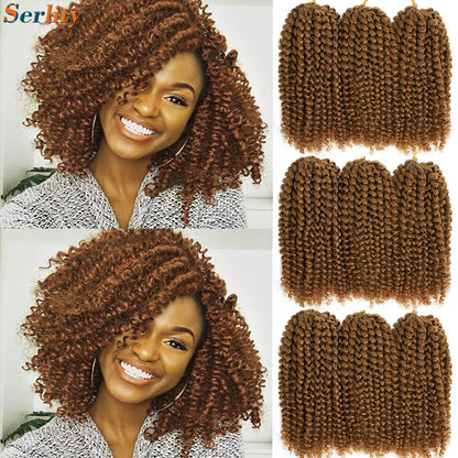 Kinky Curly Crochet Hair Extensions 8–12 Inch – Marlybob Jerry Curl Synthetic Afro Curly Hair, Short Passion Twist Braiding Crochet Hair for Women