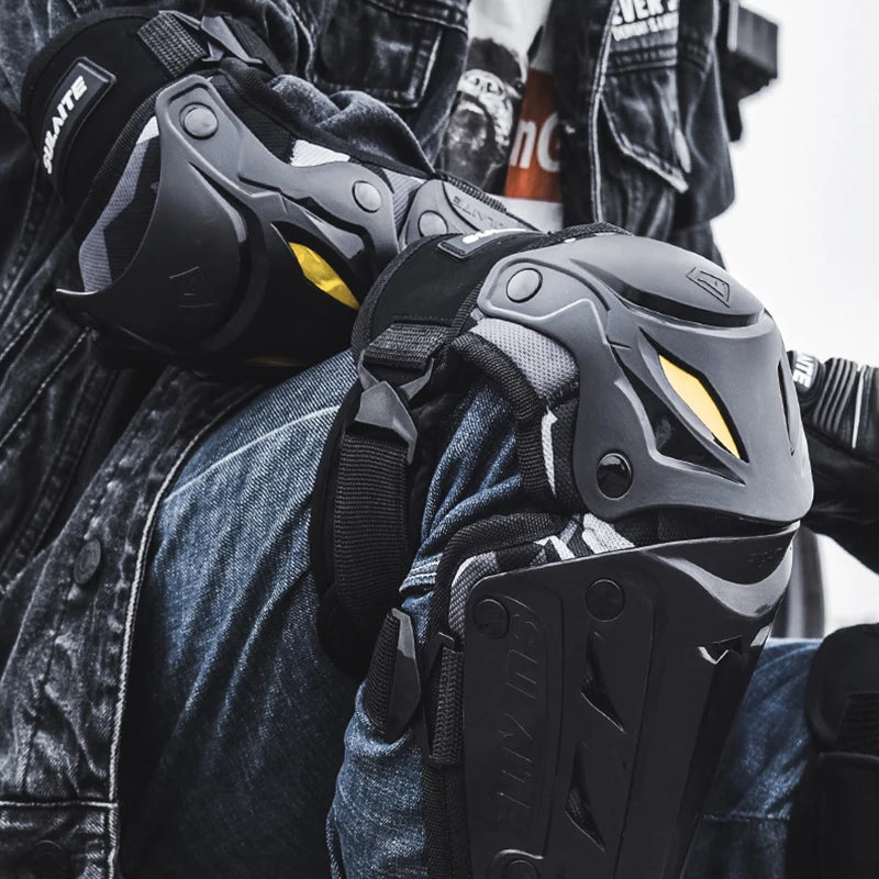 Motocross Knee Pads Protection Gear - Motorcycle Knee and Elbow Guards for Off Road Racing MTB Riding Safety