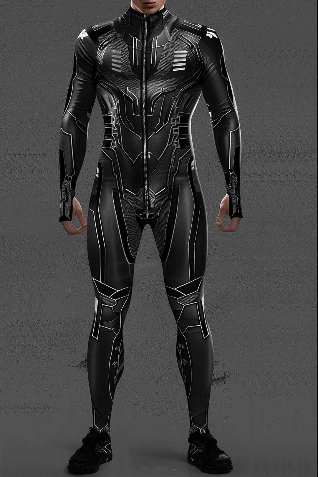 Cyberpunk Mechanical Armor Jumpsuit - Futuristic Steampunk Fighter Cosplay Bodysuit for Halloween & Costume Parties