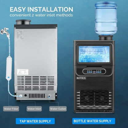 70LB/24H Ice Maker – Dual Water Inlets, Reservation Function, 11LB Storage Bin, Freestanding Ice Machine