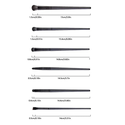 6 Piece Soft Hair Eyeshadow Brush Set - Smudged Lying Silkworm Eyeliner & Detail Small Makeup Brushes
