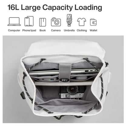 Mixi 16'' Waterproof Laptop Backpack - Lightweight Casual Travel Bag for College Students, Men and Women, 17 Inch White Rucksack