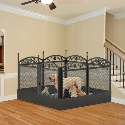8-Panel DIY Heavy Duty Dog Playpen – Indoor & Outdoor Metal Puppy Fence with Waterproof Pad for Whelping and Training