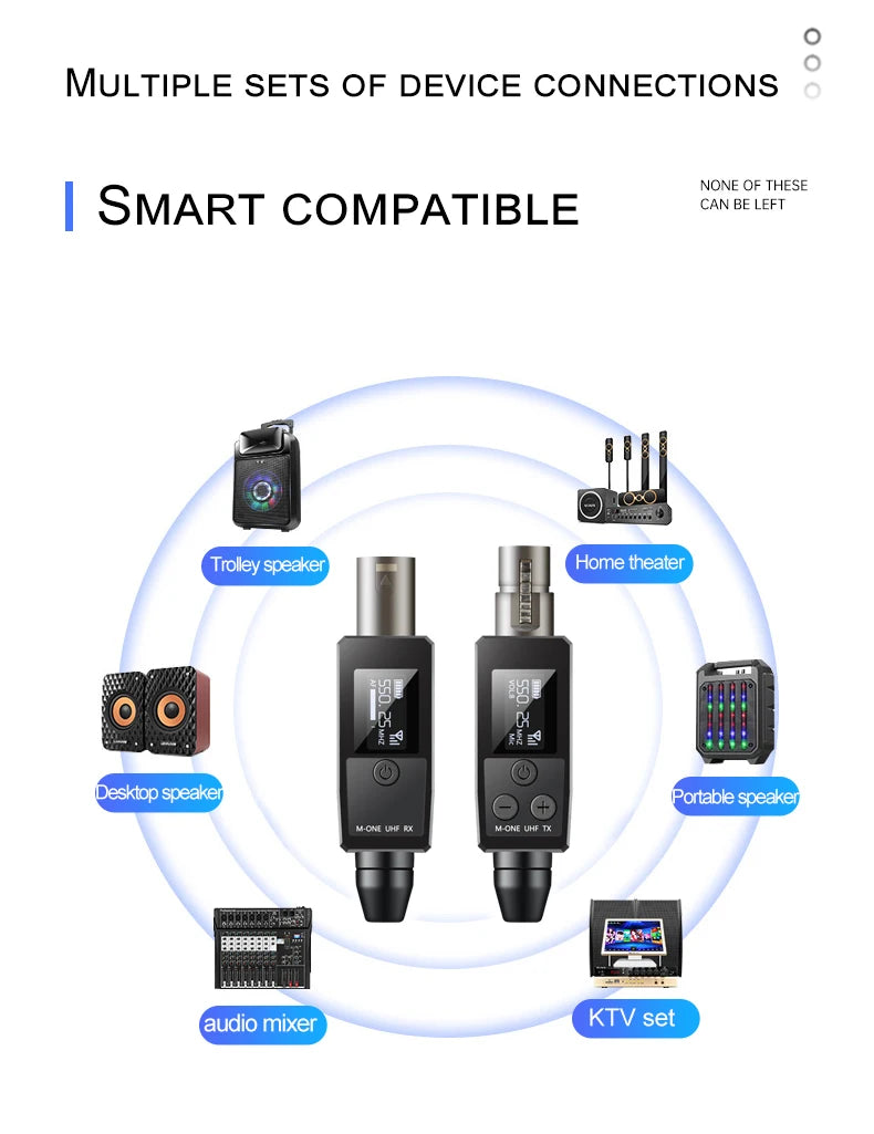 VK-38 UHF Wireless Microphone Converter – XLR Transmitter & Receiver for Dynamic Mic & Guitar