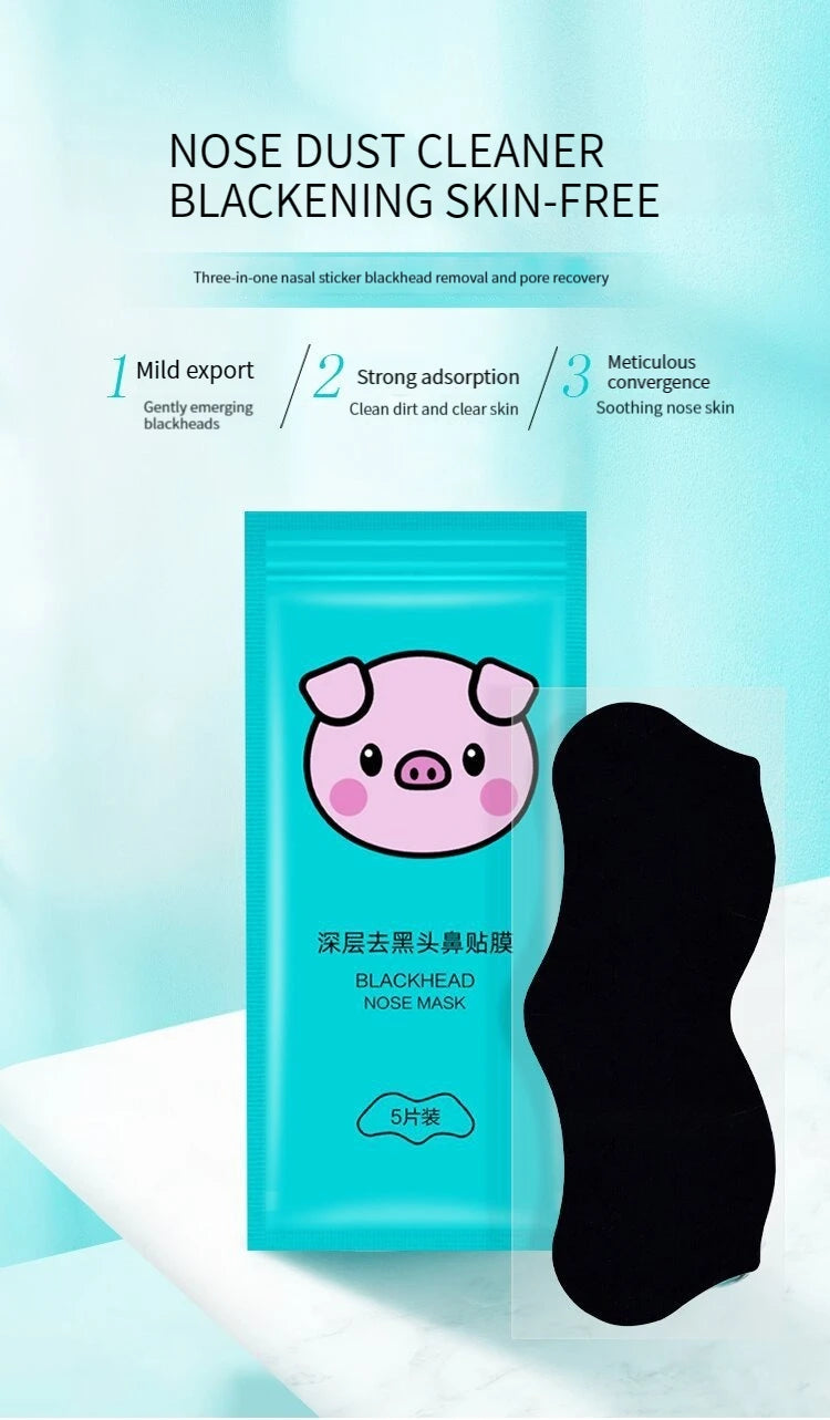 5PCS Blackhead Removal Nasal Strips – Acne & Pore Shrinking, Deep Cleaning Magic Adsorption for Smooth Skin