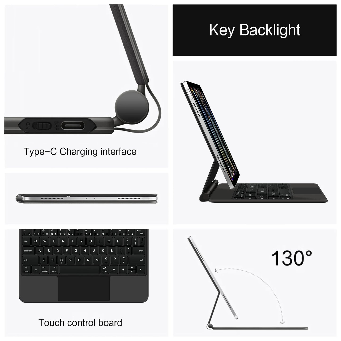 Backlight Magic Keyboard Case for iPad Pro 11/13 & iPad Air 11/13 Inch (2024) – M4/M2 Smart Folio Cover