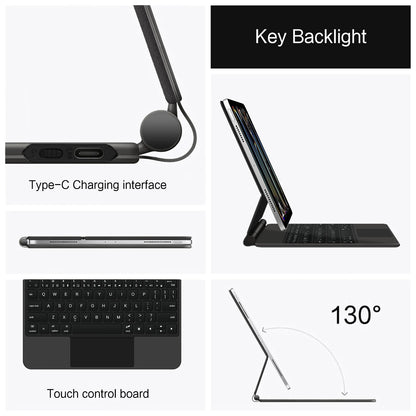 Backlight Magic Keyboard Case for iPad Pro 11/13 & iPad Air 11/13 Inch (2024) – M4/M2 Smart Folio Cover