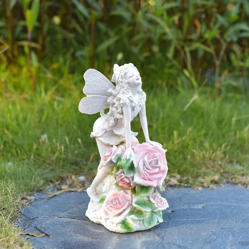 Waterproof Solar Flower Fairy Night Light – Angel Girl Statue for Outdoor Garden & Courtyard, Home Decoration Sculpture