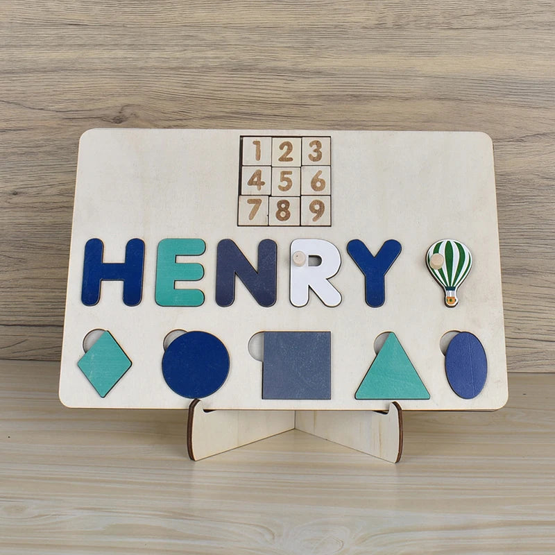 Montessori Personalized Wooden Name Puzzle — Custom Letter Board Educational Toy for Babies