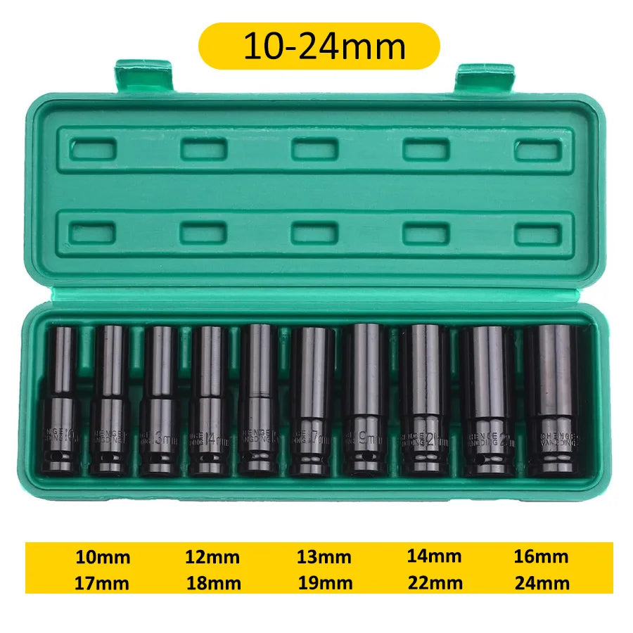 1/2 Inch Drive Impact Socket Set - 10/20PCS 6-Point Metric Carbon Steel Sockets 8-32mm with Storage Case